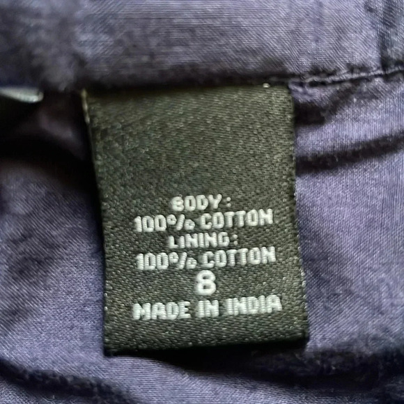 Moda International cotton A-lined skirt Navy & white embroidered details Size 8 - Picture 5 of 12